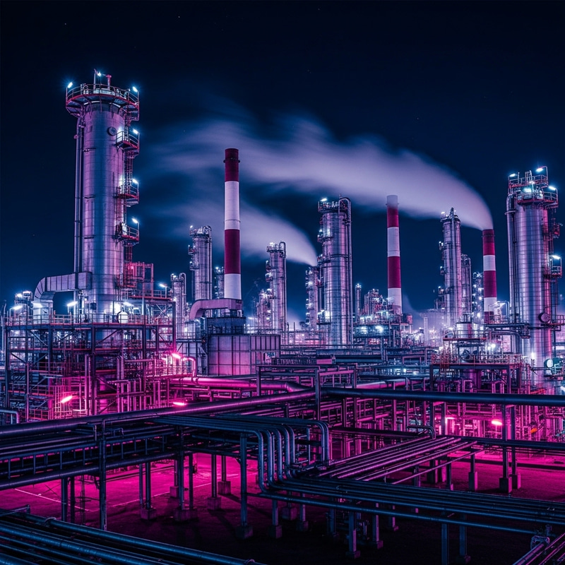 Dystopian Petroleum Refinery: A Cyberpunk Vision
