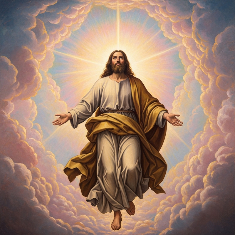 Jesus Christ in Heavenly Ascension | Divine Religious Icon Jesus Christ in Heavenly Ascension | Divine Religious Icon