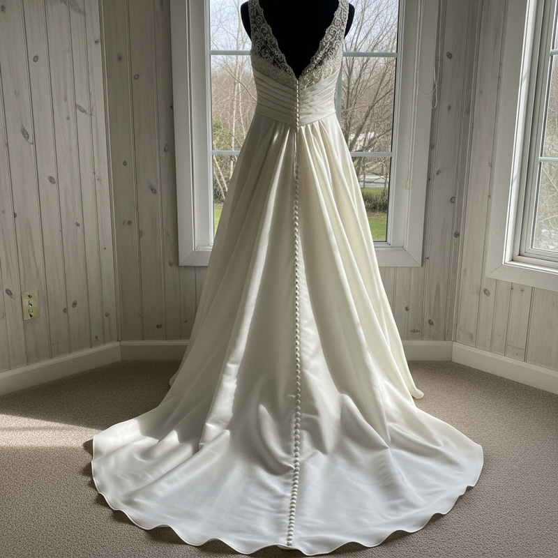 Elegant Wedding Dress - Creamy Silk A-Line Design Elegant Wedding Dress - Creamy Silk A-Line Design