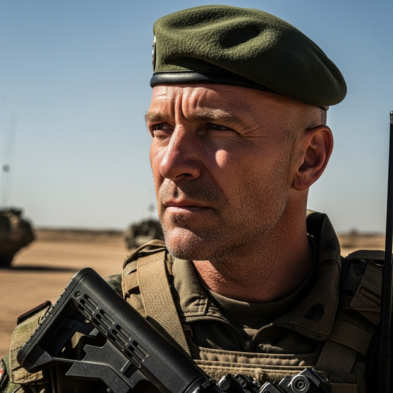 French Mercenary with Green Beret | Middle-Aged Male Soldier French Mercenary with Green Beret | Middle-Aged Male Soldier