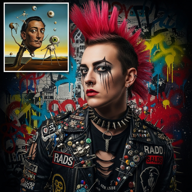 Punk Style Portrait with Salvador Dali Influence Punk Style Portrait with Salvador Dali Influence