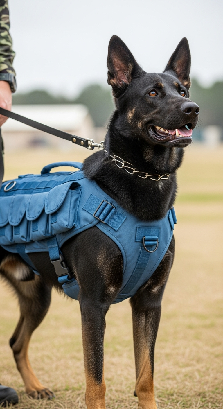 Blue Military Dog in Action | Tactical Vest Doggie Outfit Blue Military Dog in Action | Tactical Vest Doggie Outfit
