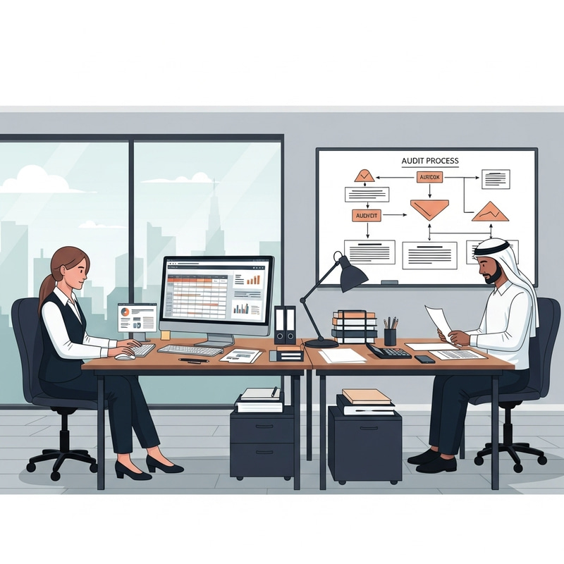 Modern and Minimalistic Auditing Process Illustration Modern and Minimalistic Auditing Process Illustration
