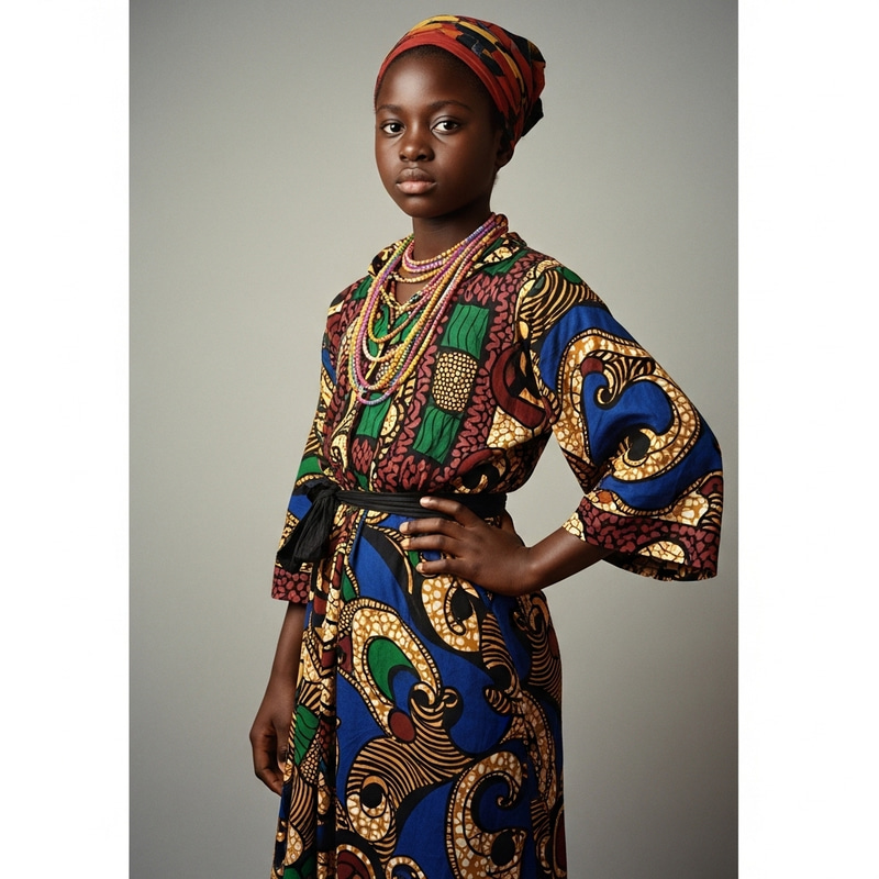 Empowering Portrait of a Confident Black Girl | Bold Patterns & Vibrant Colors Empowering Portrait of a Confident Black Girl | Bold Patterns & Vibrant Colors