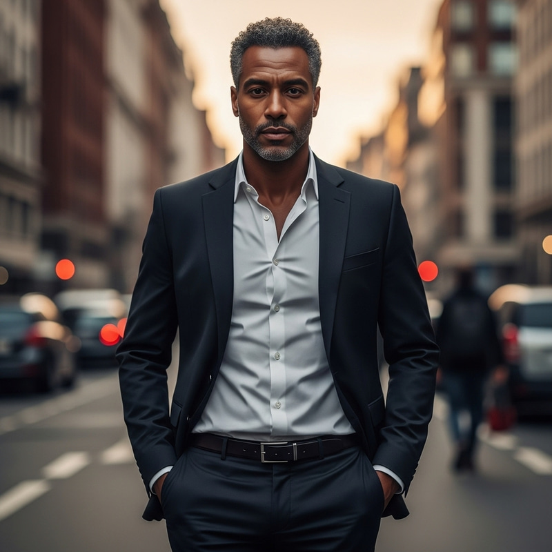Intimidating African Man with Perfect Physique at Sunset Intimidating African Man with Perfect Physique at Sunset