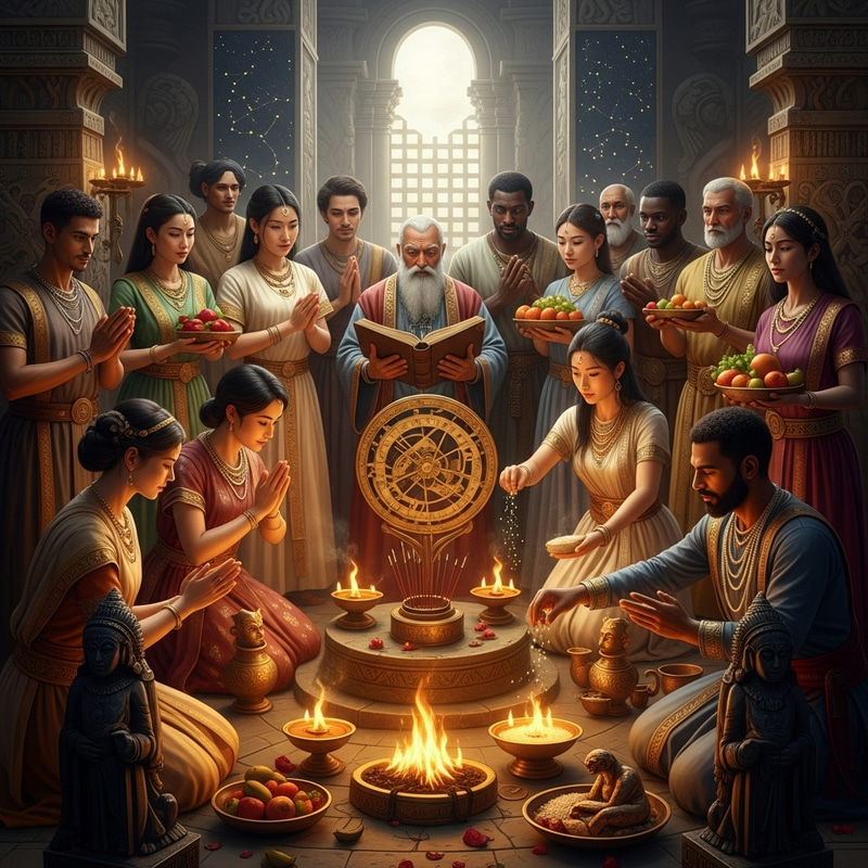 Ethnic Astrologers Performing Ritual to Save King's Life Ethnic Astrologers Performing Ritual to Save King's Life