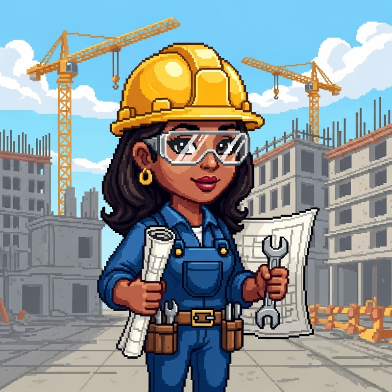 Pixel Art Character of a Middle-Eastern Female Engineer Pixel Art Character of a Middle-Eastern Female Engineer