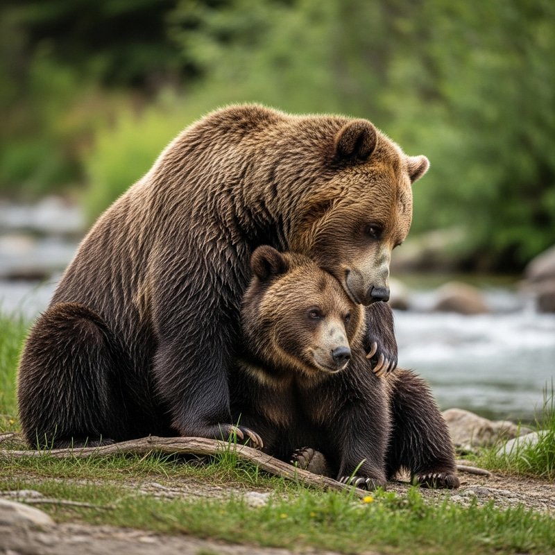 Male and Female Bears Hugging in Adorable Pose Male and Female Bears Hugging in Adorable Pose
