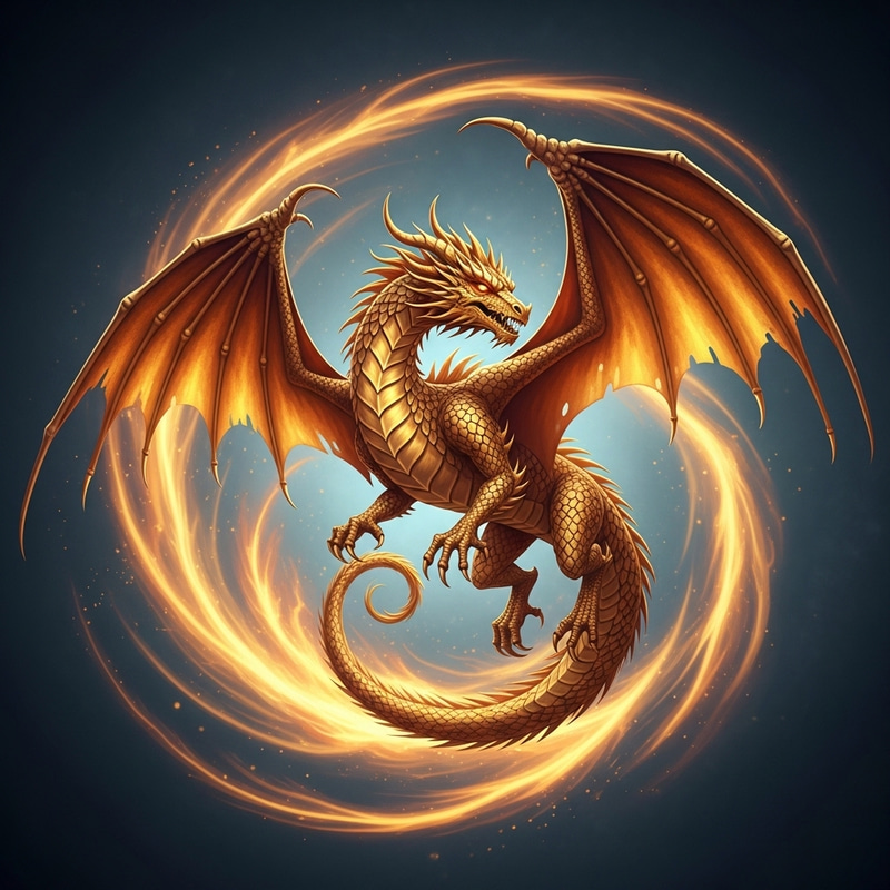 Golden Dragon Soaring | 16:9 Aspect Ratio Image Golden Dragon Soaring | 16:9 Aspect Ratio Image