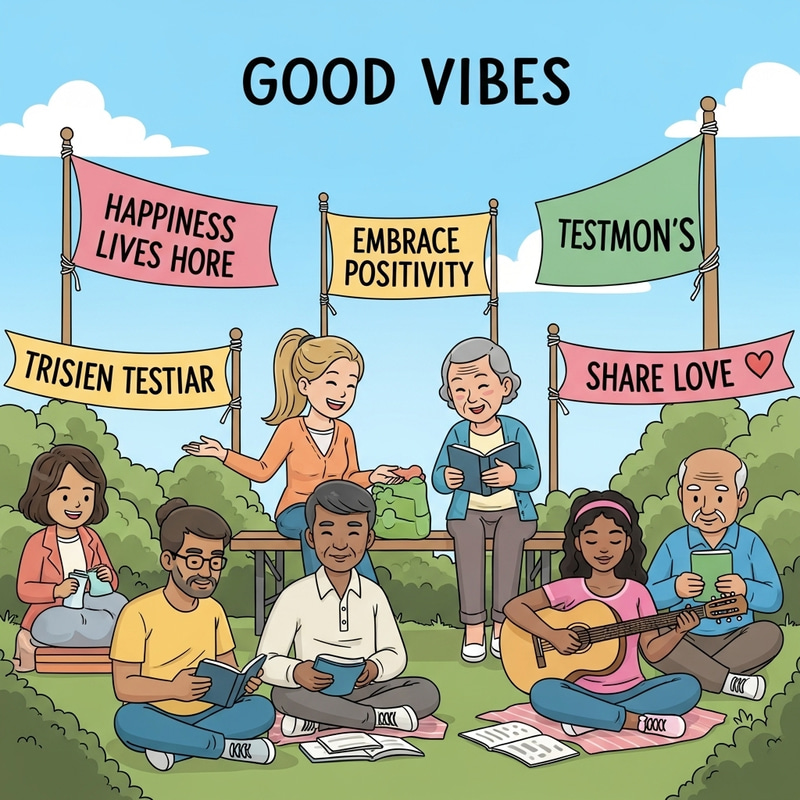 Good Vibes Only: Diverse Group Embracing Positivity in Peaceful Park Good Vibes Only: Diverse Group Embracing Positivity in Peaceful Park