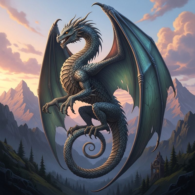 Twisted Dragon Sculpture | Majestic Wings & Metallic Scales Twisted Dragon Sculpture | Majestic Wings & Metallic Scales