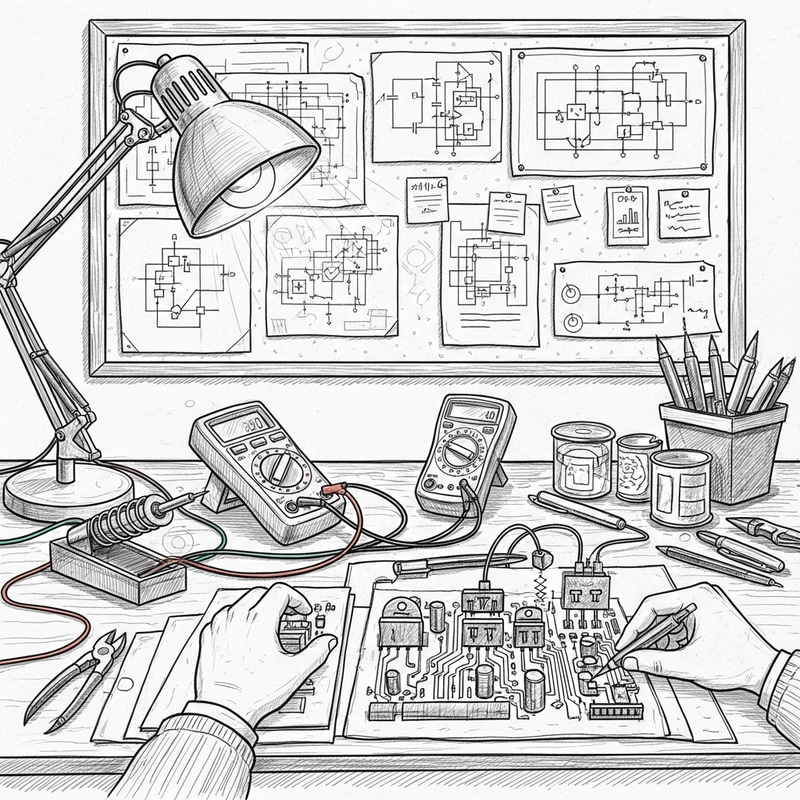 Electrical Engineering Sketch Art | Engineer's Workspace Electrical Engineering Sketch Art | Engineer's Workspace