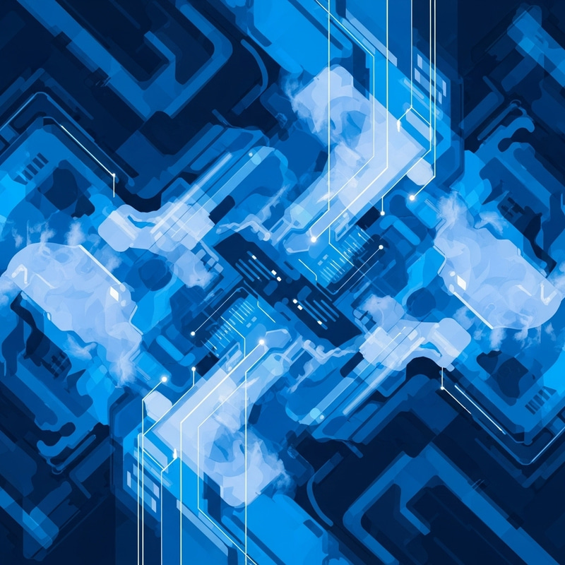 Blue Abstract Physical Cloud Server Representation