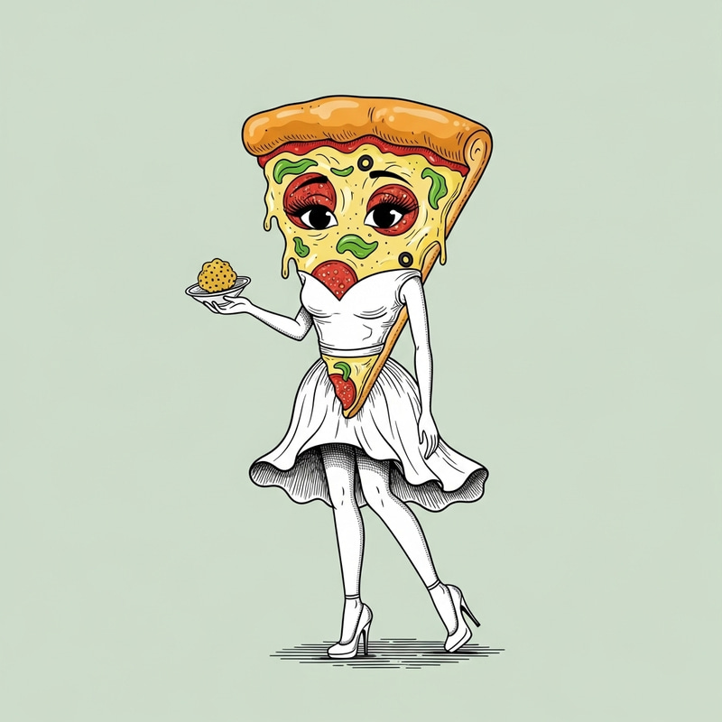 Charming Pizza Slice with Pinup Model Legs