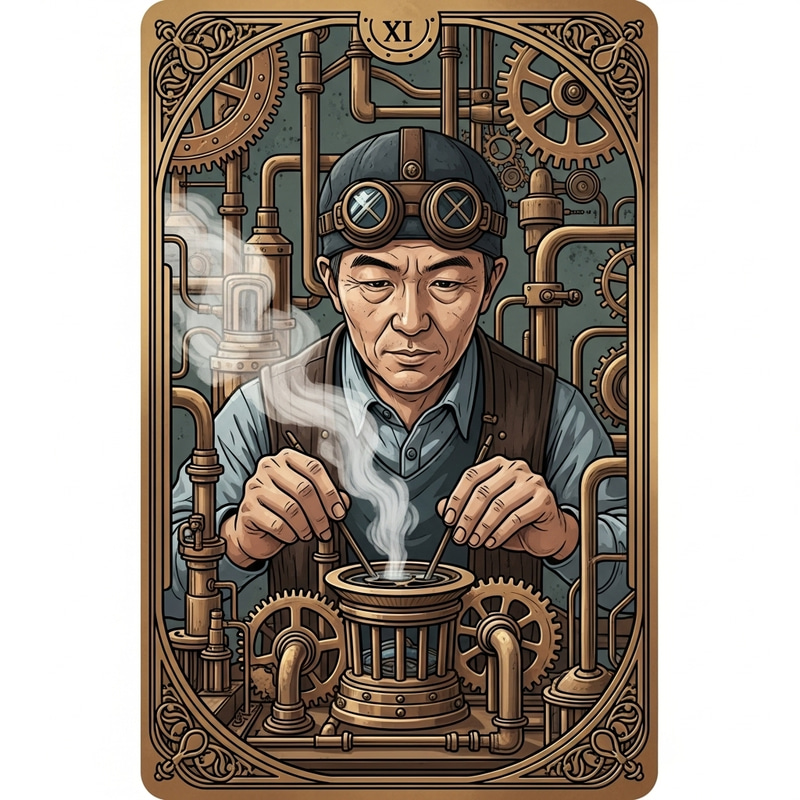Steam Punk Inventor in Goggles on Tarot Card Steam Punk Inventor in Goggles on Tarot Card