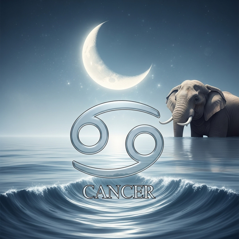 Intuitive Cancer Symbolism: Moonlit Water and Nurturing Elephant Intuitive Cancer Symbolism: Moonlit Water and Nurturing Elephant