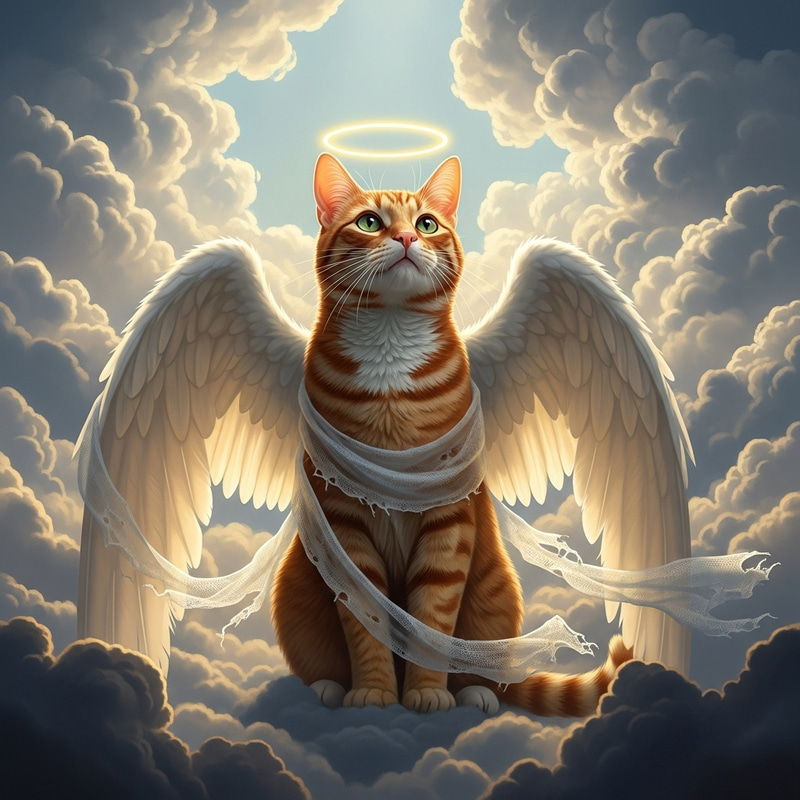 Red Cat with Angel Wings | Realistic Style Saint Among the Clouds Red Cat with Angel Wings | Realistic Style Saint Among the Clouds