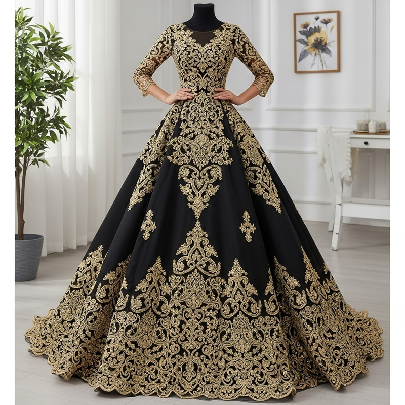 Elegant Black and Gold Dress - Timeless Fashion Elegance Elegant Black and Gold Dress - Timeless Fashion Elegance