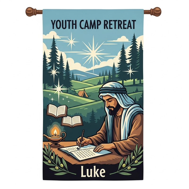 Inspirational Luke Flag for Youth Camp Retreat | Symbolic Bible Theme