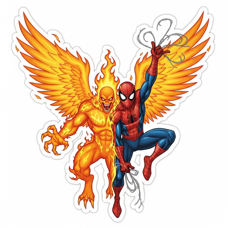 Epic Dark Phoenix & Spider-Man Sticker Design