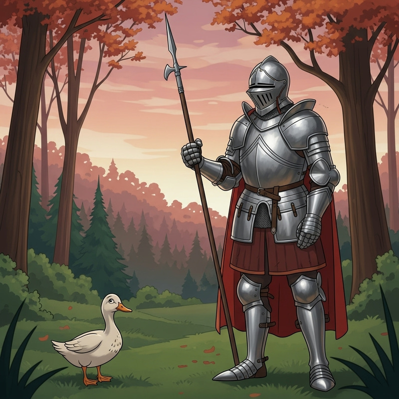Knight Protects Duck with Valor Knight Protects Duck with Valor