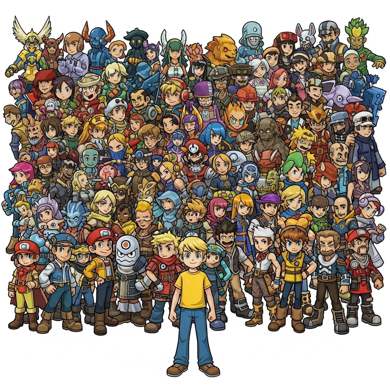 Diverse Computer Game Characters Featuring a Blonde Boy Diverse Computer Game Characters Featuring a Blonde Boy