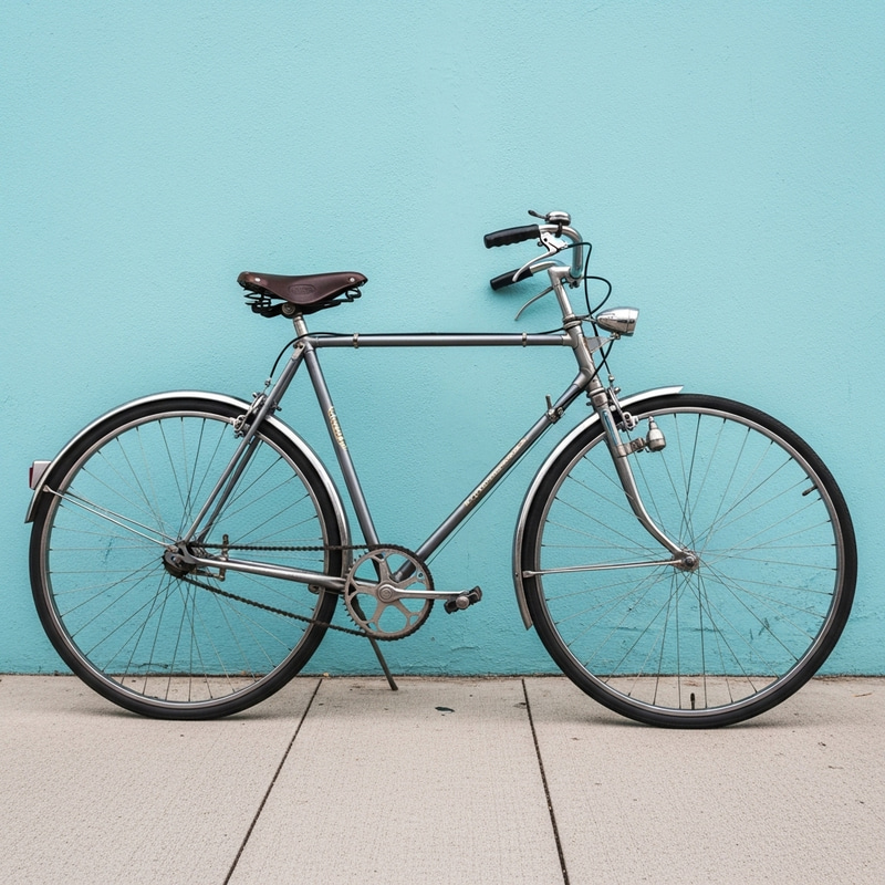 Vintage Bicycle in Front of Blue Wall – Classic Charm Vintage Bicycle in Front of Blue Wall – Classic Charm