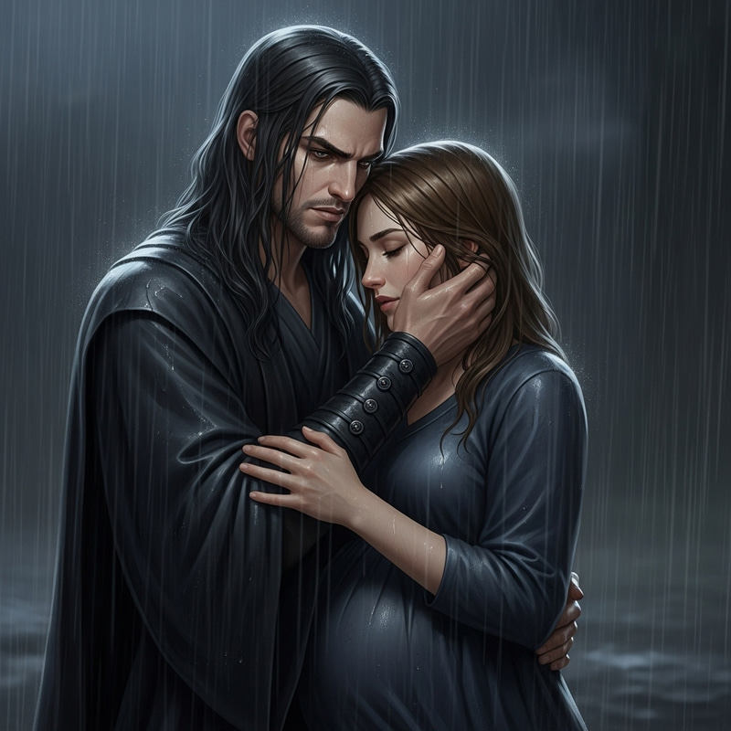 Severus Snape Embracing Pregnant Woman in Rain Severus Snape Embracing Pregnant Woman in Rain