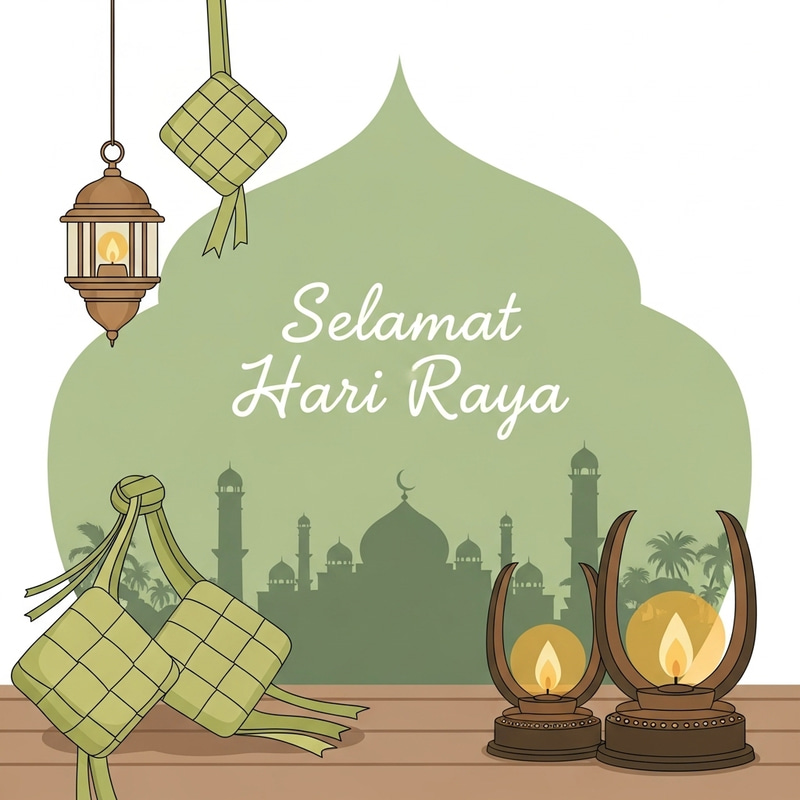 Cozy Hari Raya Greeting Poster Design