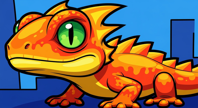 Cute Flaming Lizard - Vibrant Digital Art
