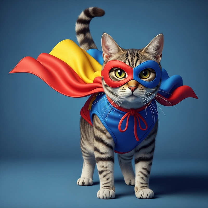 Superhero Cat Costume - Fearless Feline in Vibrant Attire