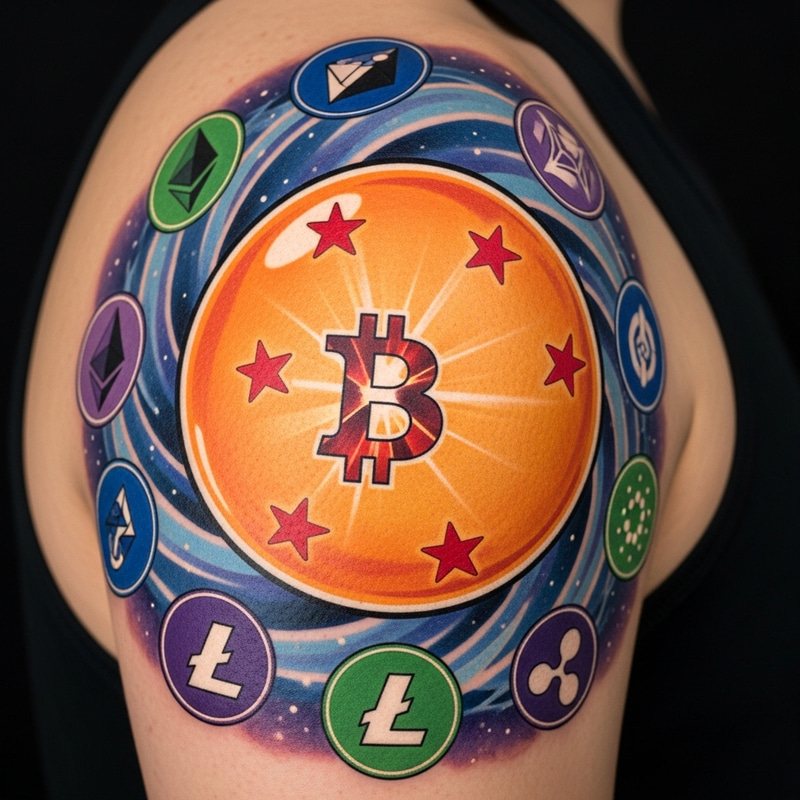 Dragon Ball Tattoo Design with Hidden Bitcoin and Virtual Currency