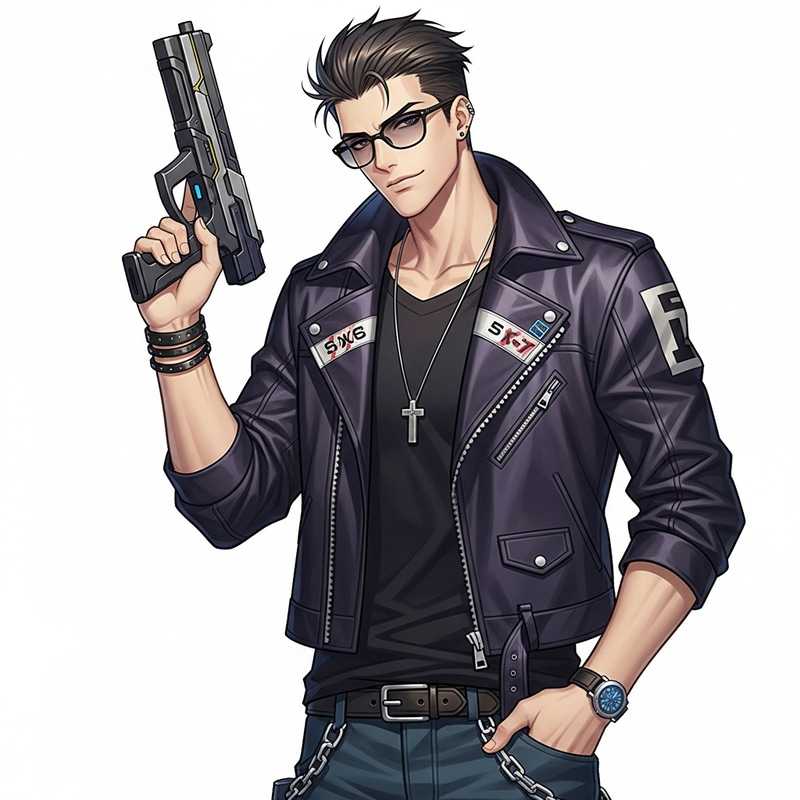 Stylish Anime Badass wielding Futuristic Weapon