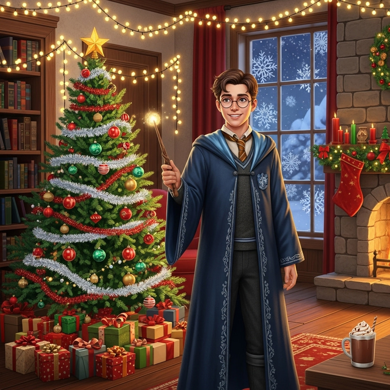 Christmas Wizard: Festive Harry Potter Holiday Pic Christmas Wizard: Festive Harry Potter Holiday Pic