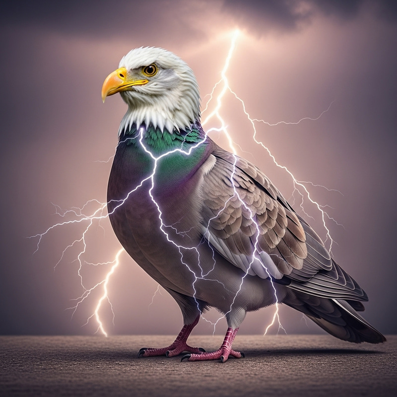 Majestic Eagle-Faced Dove with Lightning Power Majestic Eagle-Faced Dove with Lightning Power