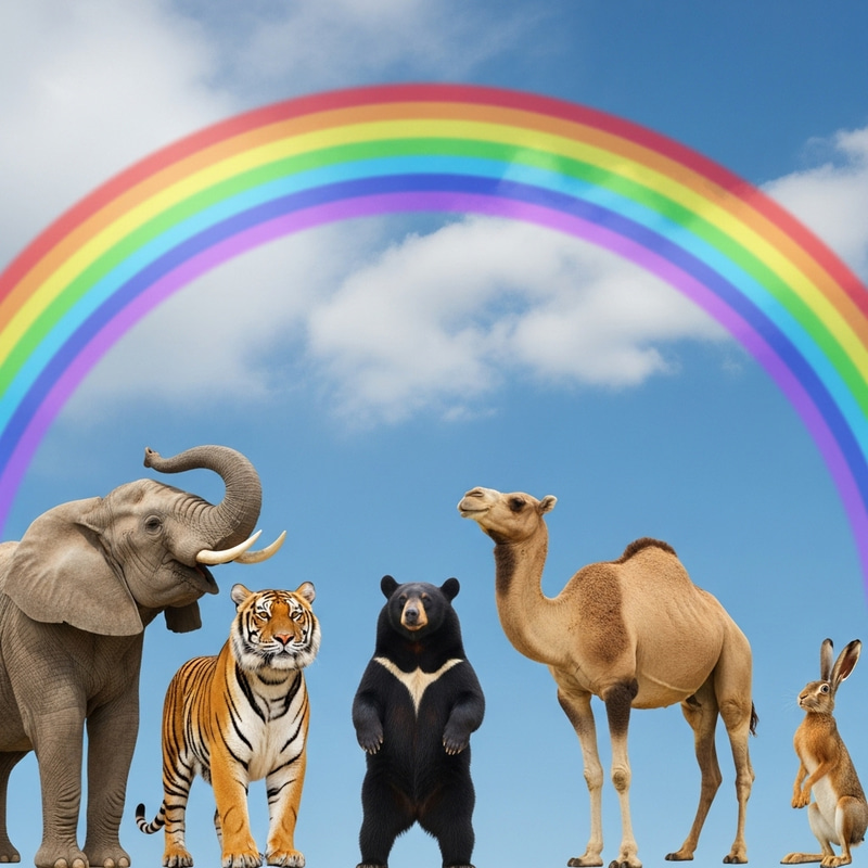 Vivid Rainbow with Global Animals: Captivating Diversity Vivid Rainbow with Global Animals: Captivating Diversity