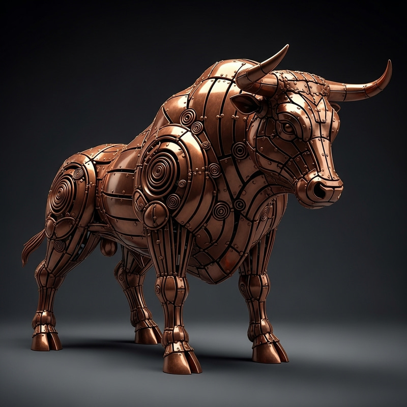 Majestic Copper Bull Sculpture | Intricate Mixed Media Art Majestic Copper Bull Sculpture | Intricate Mixed Media Art