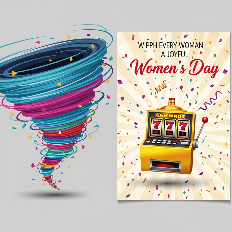 Playful Women's Day Casino Tornado 777 Holiday Card