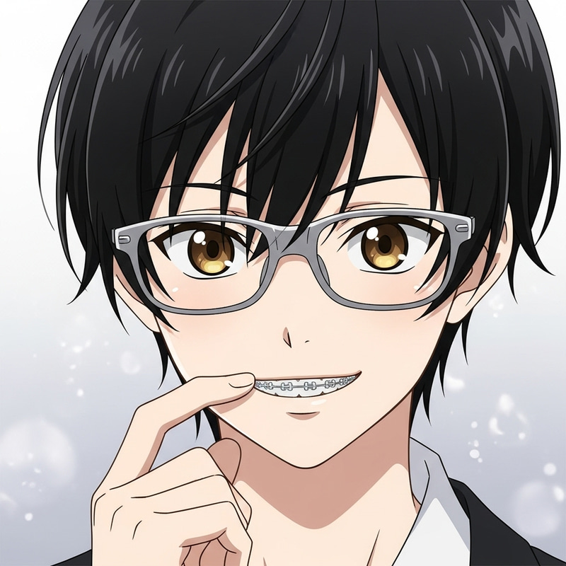 Shy Anime Boy with Black Hair and Honey-Colored Eyes Shy Anime Boy with Black Hair and Honey-Colored Eyes