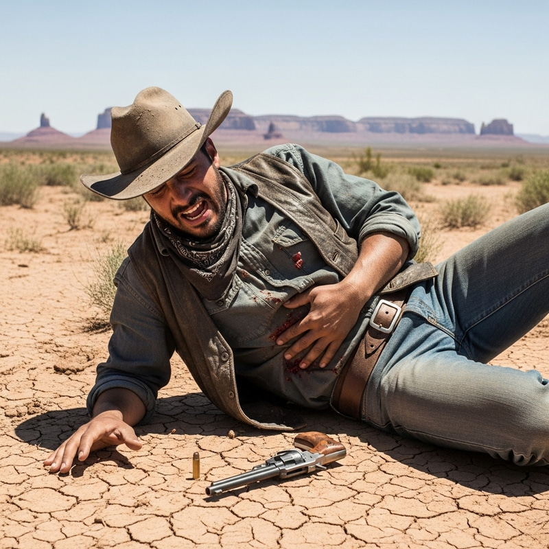 Hispanic Cowboy Shot in Stomach: Tragic Scene in the Desert