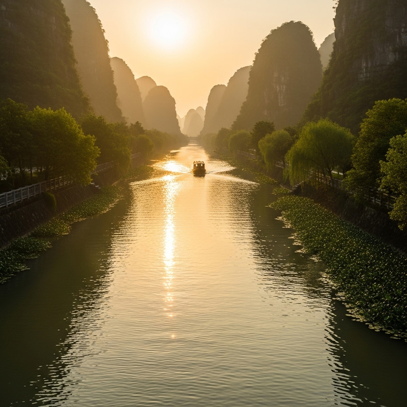 Qimeng Channel Scenery: Captivating Narrow Waterway Views