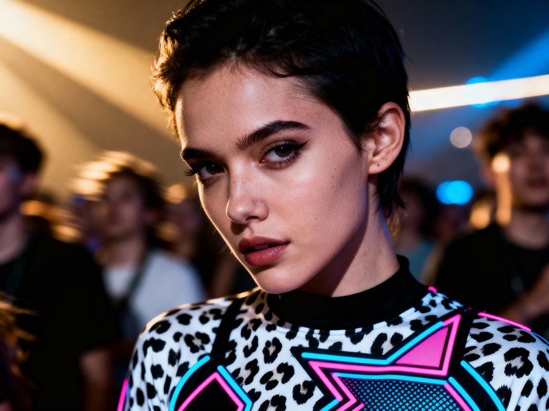 Y2K Leopard Print Headshot in Cinematic Style Y2K Leopard Print Headshot in Cinematic Style
