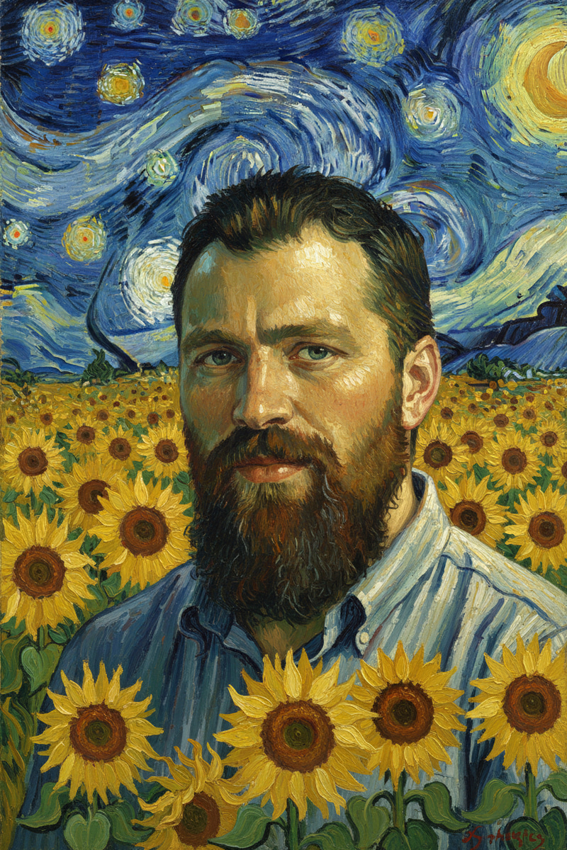 Captivating Portrait Inspired by Van Gogh's Art