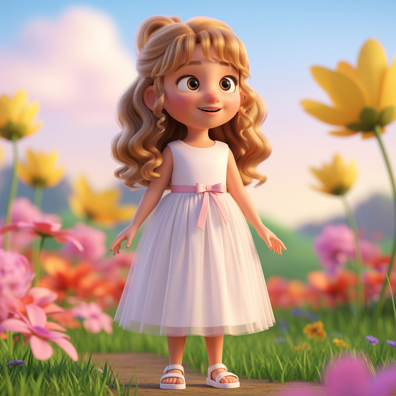 Pixar-Inspired 5-Year-Old Girl Character Design