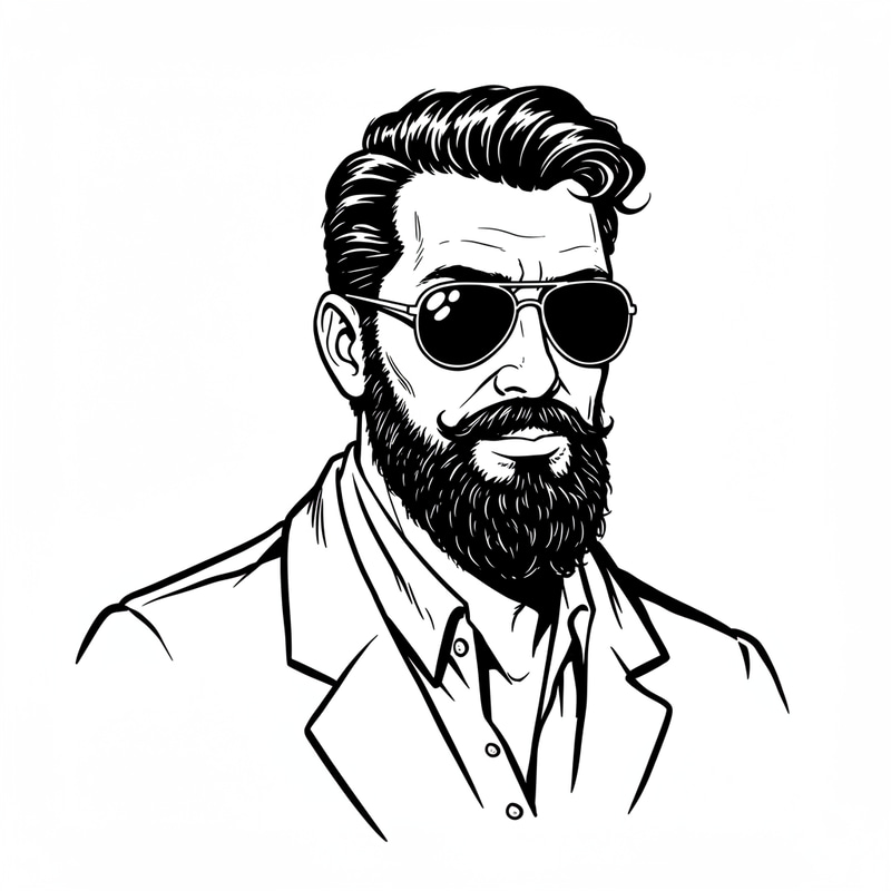 Black and White Goatee Dude Art