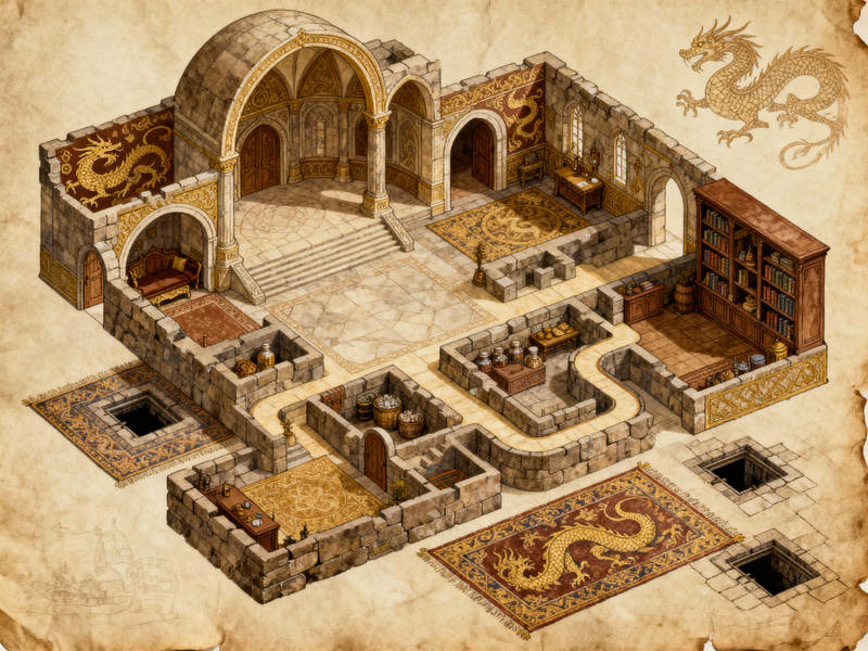 Ancient Fantasy Palace Floor Plan