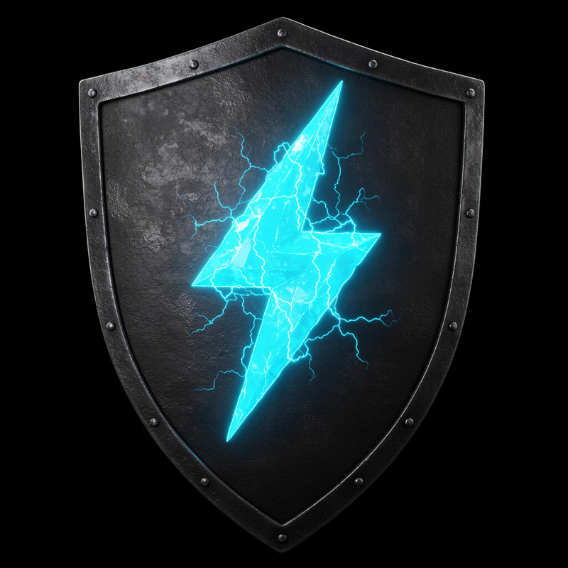 Bold Electric Blue Lightning Bolt Shield Bold Electric Blue Lightning Bolt Shield