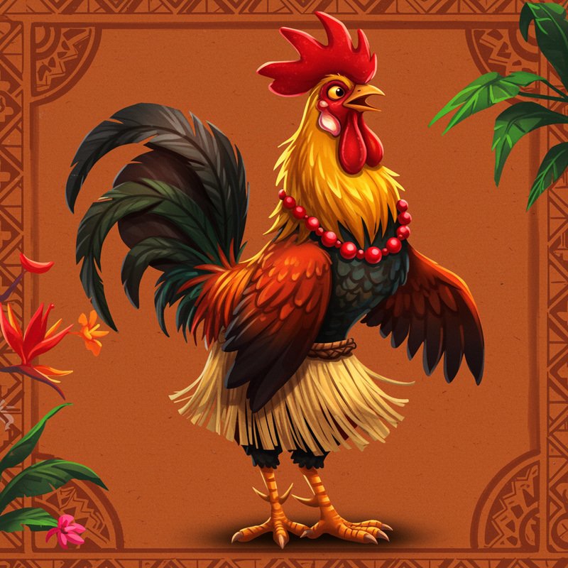Animated Gallo Rooster in Traditional Samoa Outfit Animated Gallo Rooster in Traditional Samoa Outfit