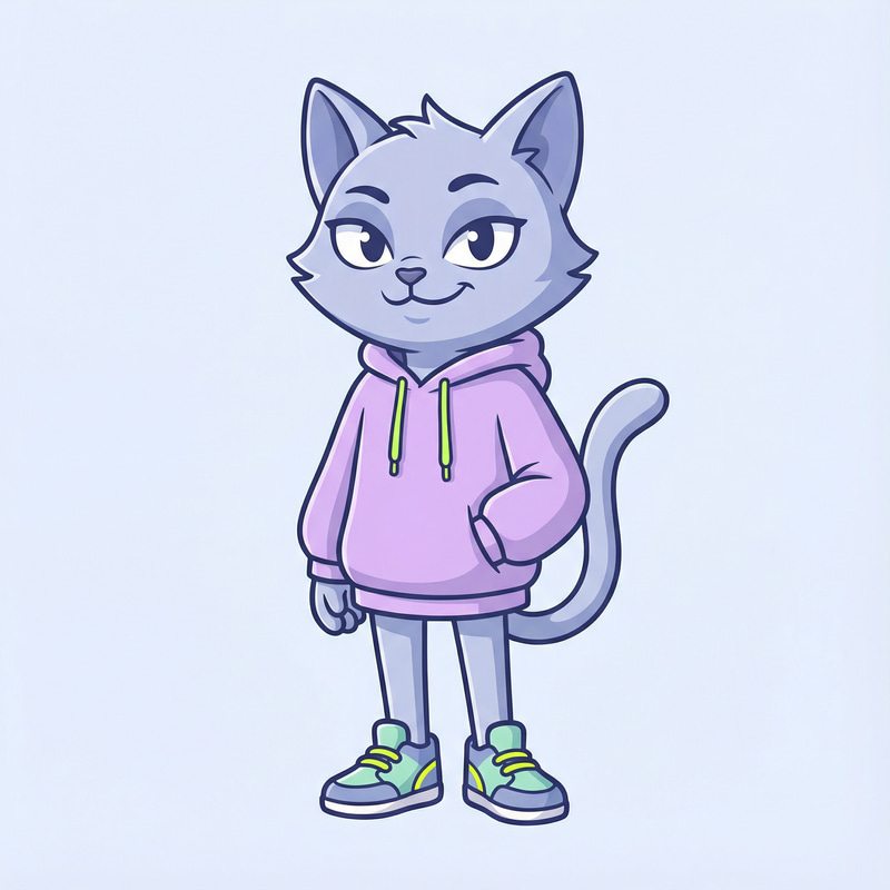 Trendy Teen Cat Mascot Design for Cool Vibes