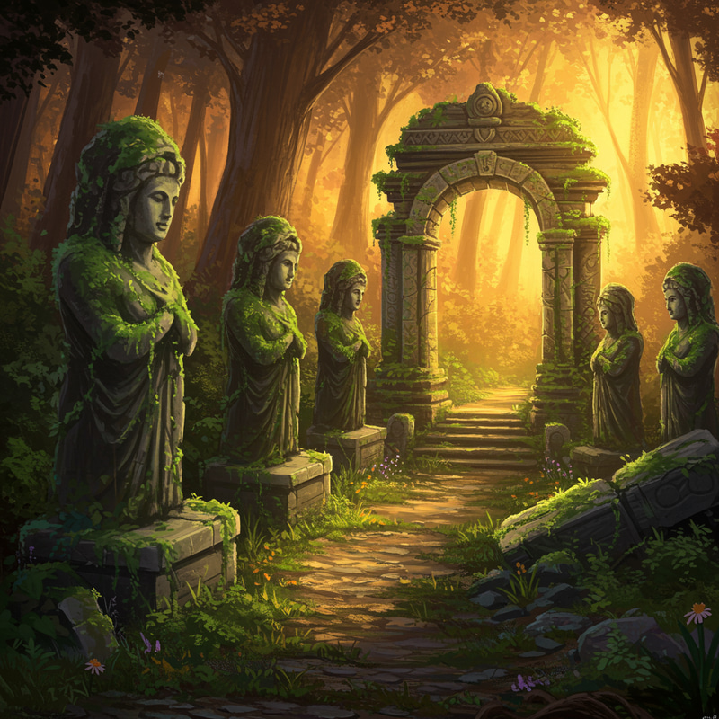 Forgotten Forest Temple: A Hand-Painted Fantasy